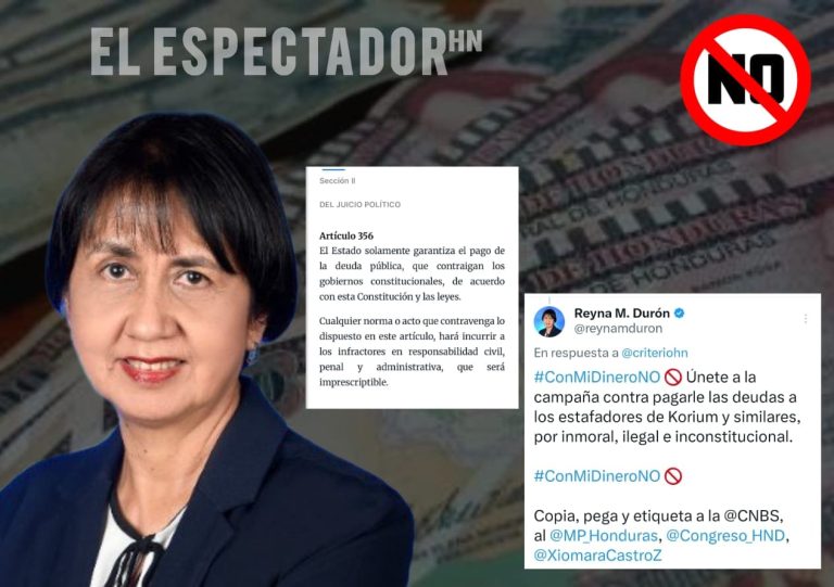 Reyna Durón alza la voz con la campaña “Con mi dinero no” al rescate de Korium con fondos públicos